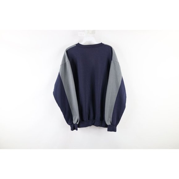 Vintage 90s Streetwear Mens Large Faded Color Block Crewneck Sweatshirt Blue - Picture 5 of 7